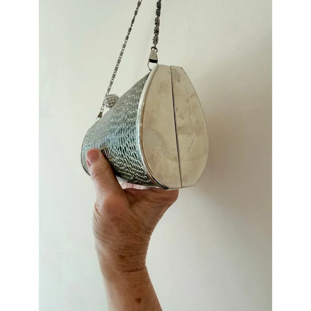 Mod Clutch Bag Women's Green Detachable Strap Clasp Closure Crocodile Embossed